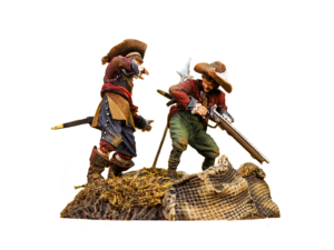 Officer & Musketeer, New Model Army, Redcoats. English Civil War 1648